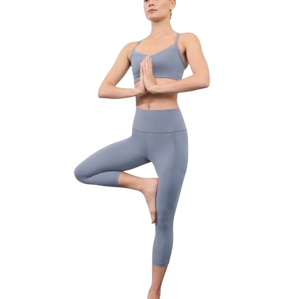 Athleta Salutation Stash 7/8 Tight Shadow Blue Large